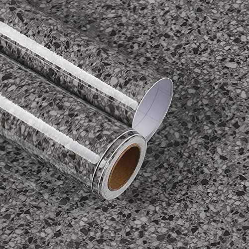 Yenhome Black Granite Contact Paper for Countertops Waterproof Granite Countertop Contact Paper Self Adhesive Marble Counter Top Covers for Kitchen Island Bathroom Cabinets Granite Wallpaper 17.7"x80"