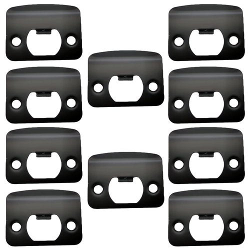 Door Strike Plates, 12Pack Stainless Steel Deadbolt Strike Plates, Full Lip Round Corner Strike Plates, Door Reinforcement Kit, for Home Office Door Frame Repair(Black)