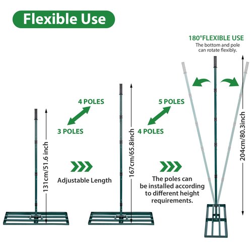 Lawn Leveling Rake,Stainless Steel Lawn Leveler with 30”x10” Ground Plate, 78” Adjustable Long Handle, Level Yard Tool for Grass, Golf Field, Level Soil or Dirt Ground Surfaces-Green
