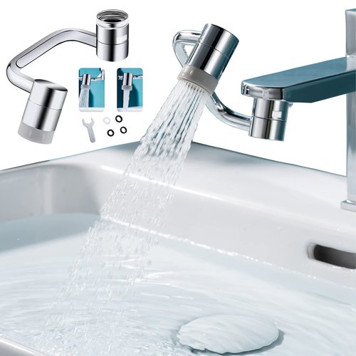1080° Rotating Faucet Extender Aerator,Solid Brass Universal Splash Filter Faucet,1080 Big Angle Swivel Faucet Aerator Sink Attachment,Dual-Function 2-Flow Sprayer