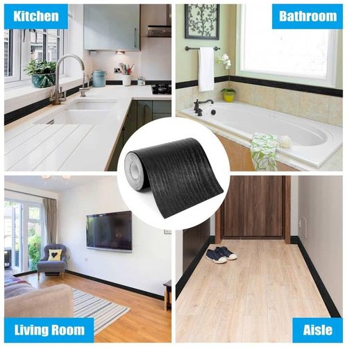 Nirvany 11 Yard Grey Wood Grain Wallpaper Border Removable PVC Waterproof Peel and Stick Wallpaper,Bathroom Mirror Frame Border Sticker Wall Decor 3.93'' x 393''