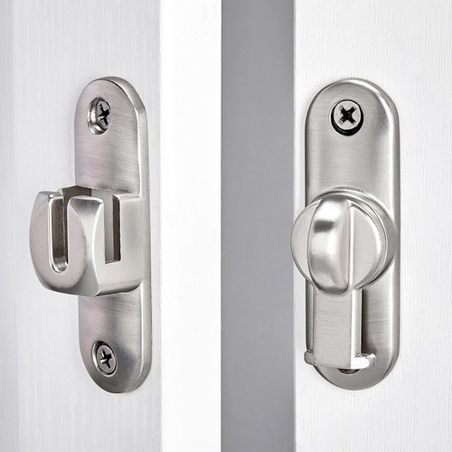 Wocoe Silvery 90/180 Degree Flip Barn Door Lock, Protect Privacy - Security Door Latch, Gate Latches Hardware for Barn Door, Window,Garden, Cabinet, Bathroom, Sliding Door