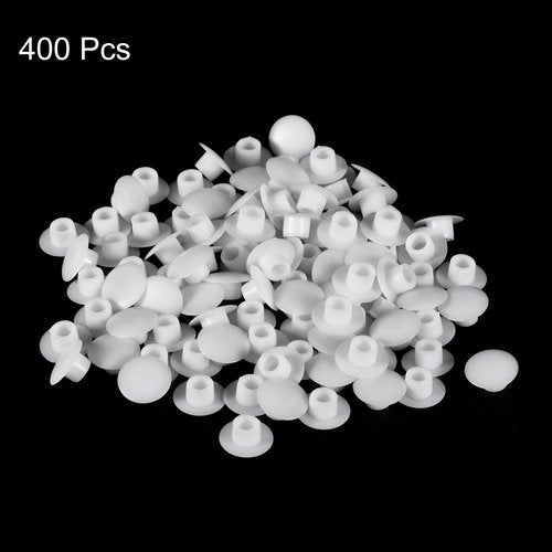 uxcell 400Pcs Screw Hole Plugs, 6mm(1/4") Dia Plastic Snap in Shelf Button Flush Type Caps for Furniture Cabinet Cupboard, White