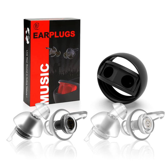 LYSIAN High Fidelity Concert Ear Plugs, 23dB Noise Reduction Musician Earplugs for Festivals, DJs, Drummers, Raves and Motorcycle Riding, Reusable Hearing Protection, 2 Pairs with Carrying Case