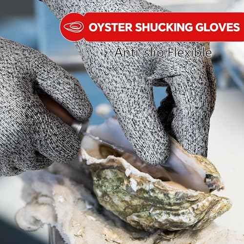 ZEEGO Level 5 Cut Resistant Gloves for Kitchen & Meat Processing, Machine Washable, Food Grade, Ambidextrous, for Butcher, Oyster Shucking, Outdoor Use (Size L)
