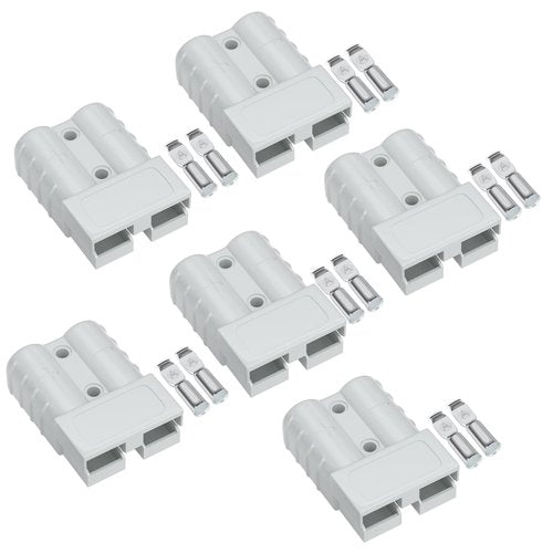 Muelnmey 50 Amp Battery Quick Connect/Disconnect Connector, 6-12 Gauge 600V Connector Kit for Cars, RVs, Trailer- Gray(6 Pack)