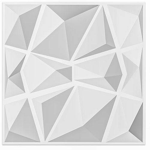 Art3d 19.7"x19.7" (Pack Of 12) Wall Panel 3D Pyramid, Snow White