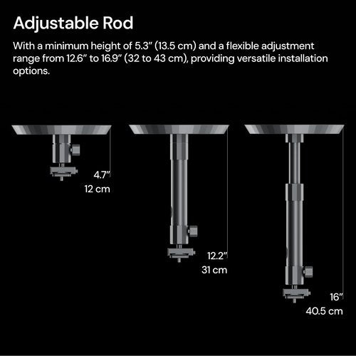 Valerion Projector Ceiling Mount for VisionMaster and StreamMaster Series - Aluminum Alloy, Adjustable Height from 31 to 40.5cm Using The Extension Rod, with 360° Rotation