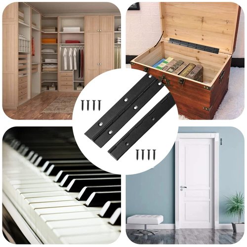 2 Pack Piano Hinge 30 Inch x 1.2 Inch Heavy Duty Stainless Steel Black Continuous & Piano Hinges for Cabinets Boat Marine Door, 0.04" Leaf Thickness 1.2'' Open Width