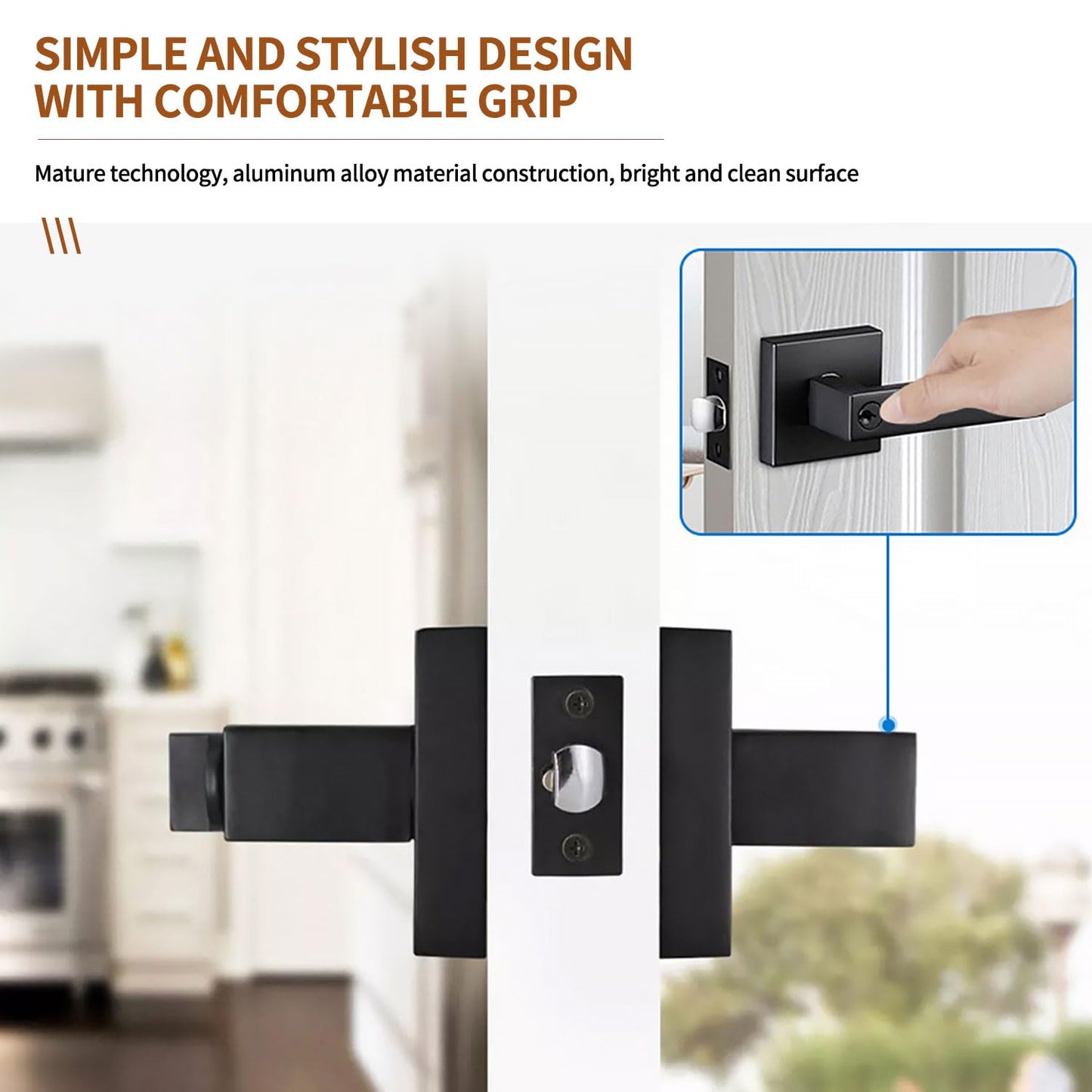 KUAGINZUHE Privacy Door Levers, 2 Pack Matte Black Door Handles Heavy Duty with Lock and Key,for Bedroom, Bathroom and Rooms,Reversible for Left and Right