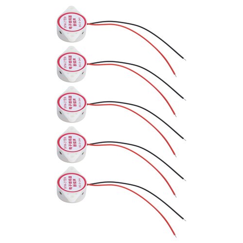 Buzzer Alarm, Premium Motor 80dB High Sensitivity Buzzer Alarm Kit, ABS Material SFM-27II Set with Connecting Wires for , Electric Beep (White)
