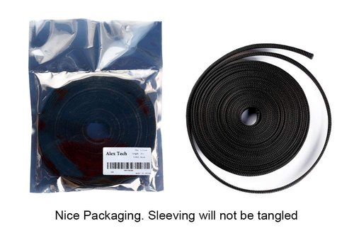 25ft - 3/4 inch PET Expandable Braided Sleeving – Black – Alex Tech Braided Cable Sleeve