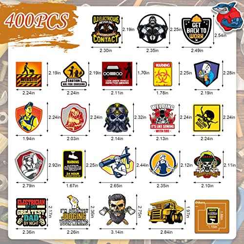 Arme 400 Pcs Hard Hat Stickers, Welding Stickers for Men&Adults Helmet, 100% Vinyl Helmet Sticker Construction Electrician Ironworker Oilfield Pipeliner Sticker for Funny Hard Hat Decor for Adults