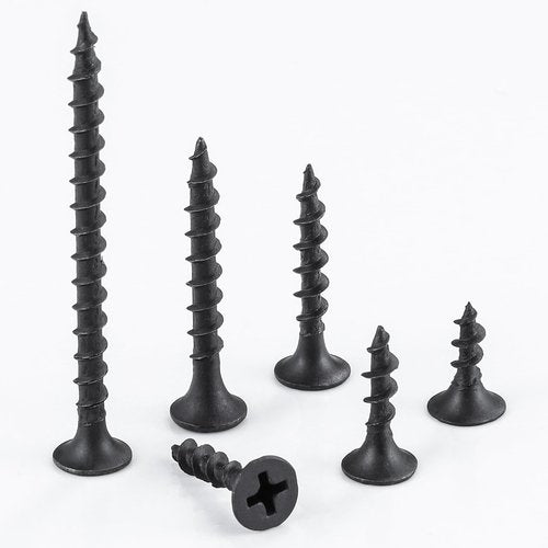 Wensilon #6 Black Fastener Drywall Screws Kit-Phillips with coarse Threaded tip, Black, Suitable for Drywall Slate, Wood, etc.