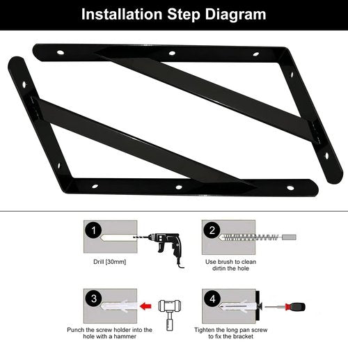 Shelf Brackets 16 Inch x 10 Inch, Heavy Duty Shelf Brackets 4 6 8 10 12 16 20 Inch, L Brackets Heavy Duty for Shelves, Wall Mount Metal Brackets for Wood