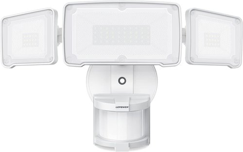 LEPOWER LED Security Lights Motion Sensor Light Outdoor, 38W 4200LM Light, 5500K, IP65 Waterproof, 3 Head Detected Flood Light for Garage, Yard, Porch (White)