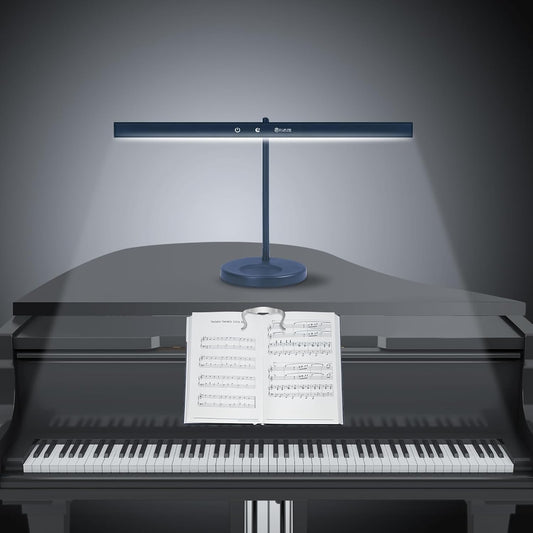 DUDUDU 17" Dimmable LED Piano Light, 2-in-1 Clamp Base Piano Lamp Flexible Gooseneck with 3 Colors Modes, Adjustable Height & Direction for Grand/Upright/Digital Pianos, Sheet Music & Studio Lighting