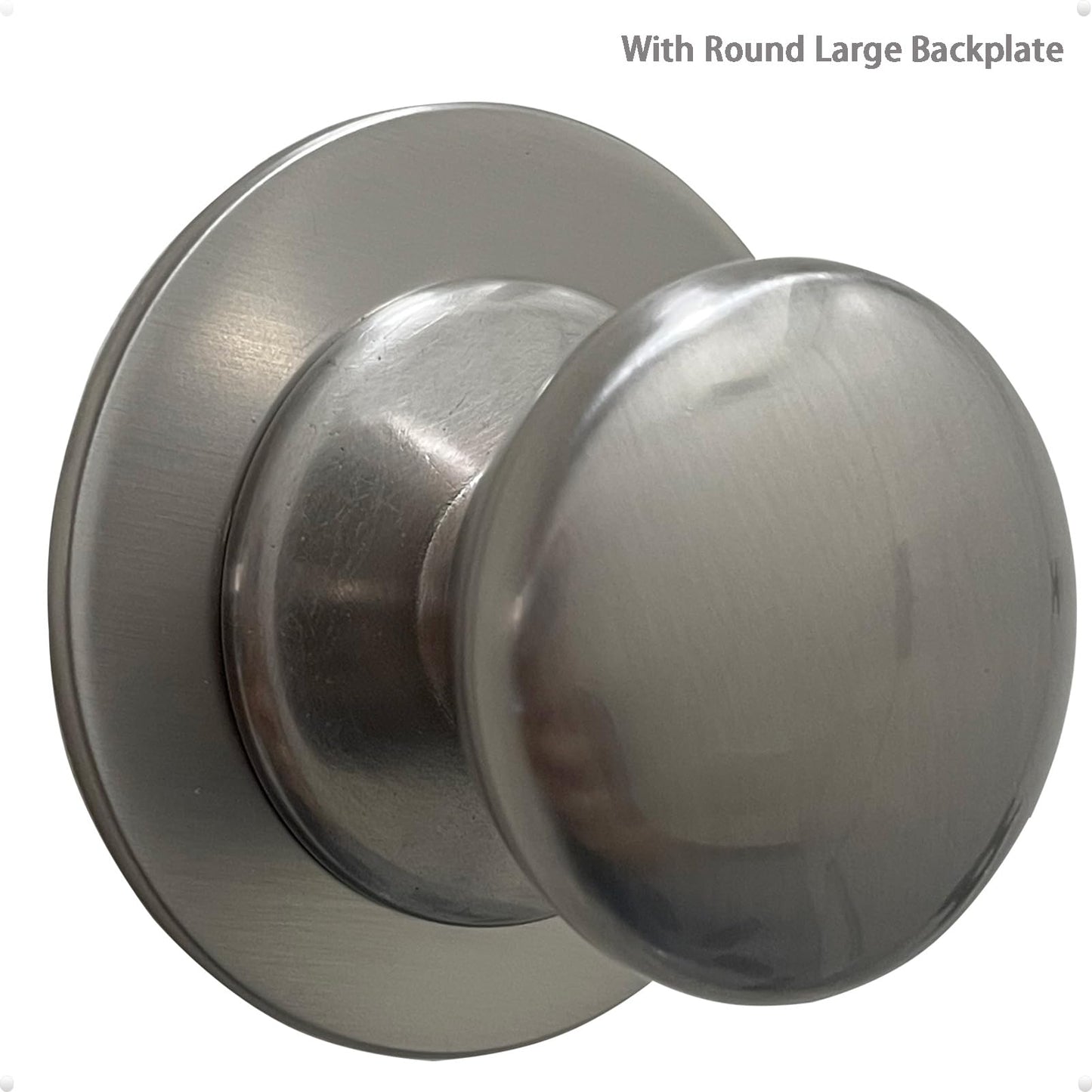 trust4care 2-Pack Extra Large Brushed Satin Nickel Bi-fold Closet Dummy Door Knobs with Wide Base Backplate, Brass Pantry Wardrobe Dresser Cabinet Doorknobs, 1-3/5“ Bathroom Drawer Pulls Handles