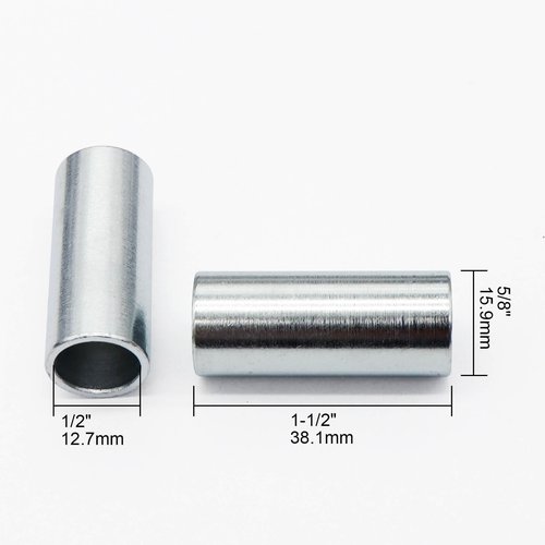 Wulankd 10 Pack 1/2-in I.D. x 5/8-in O.D. x 1-1/2-in Length Seamless Steel Spacer, Silver