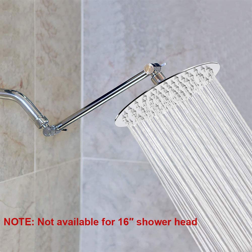 NearMoon Adjustable Shower Arm Universal Connection, Extension Arm, Adjust Angle to Upgrade Shower Experience, Easy to Install, Anti-leak (11 Inch, Chrome Finish)