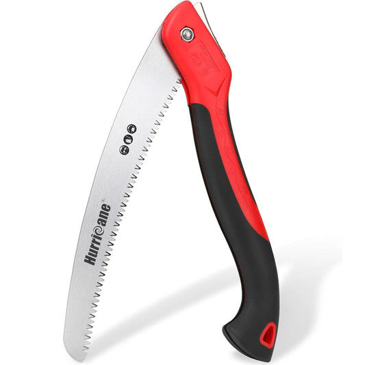 HURRICANE 10" Folding Hand Saw, SK5 Steel Blade with Triple-Cut Razor Teeth – Portable Foldable Pruning Saw for Tree Trimming, Camping, Bushcraft & Gardening, Non-Slip Ergonomic Handle