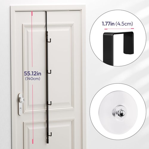 HapiRm Over Door Hat Rack - 2 Packs Hat Organizer with 8 Hooks Design, Hanging Baseball Cap Organizer Storage Holds Up to 40 Caps for Door, Bedroom, Closet (Black)