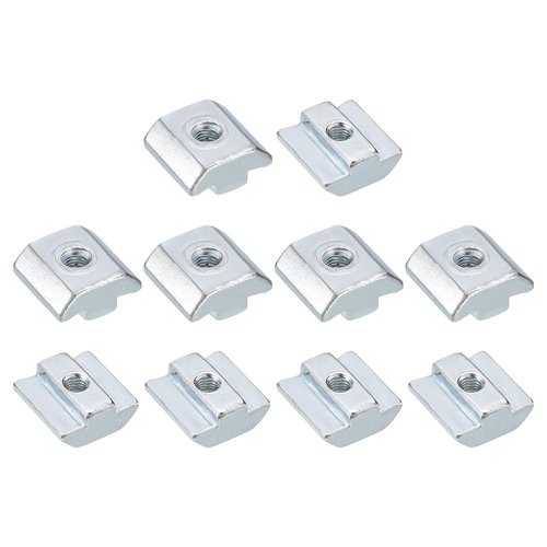 uxcell T Nuts, 20pcs - Nickel Plated Carbon Steel T Slot Bolts, 4040 Series M5 Hammer Head Fastener, Sliding T Nuts for Aluminum Extrusion Profile (Silver)