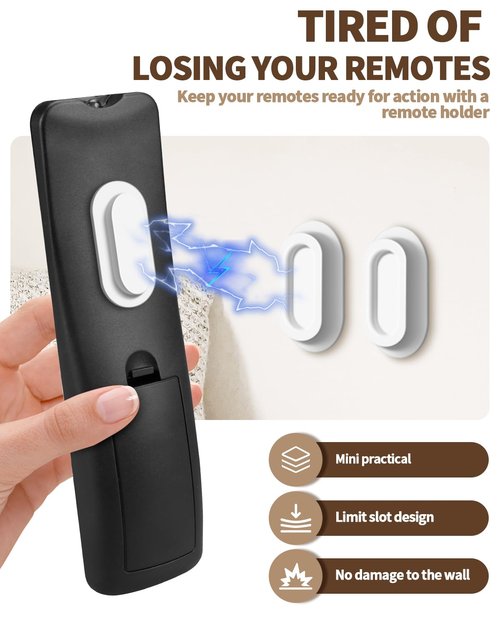 Aecsze 4 Pack Strong Magnetic Remote Control Holder, Self-Adhesive Silicone Remote Holder Wall Mount for TV, Fan, Air Conditioner Remote Control
