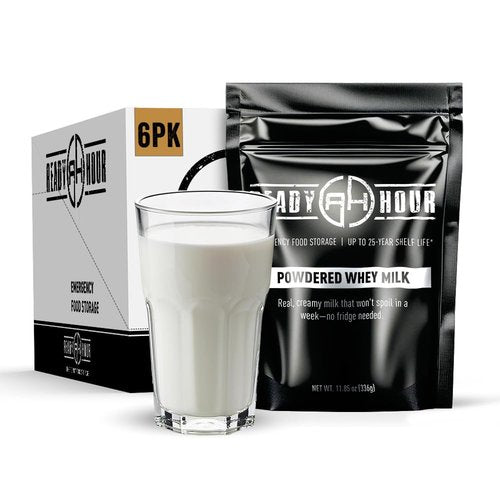 Ready Hour Powdered Whey Milk Case Pack (96 Servings), Powdered Milk Bulk, Bulk Freeze-Dried Food, Emergency Preparedness Kits, Emergency Milk Powder, Powdered Milk Long-Term Storage, Long Shelf Life Food