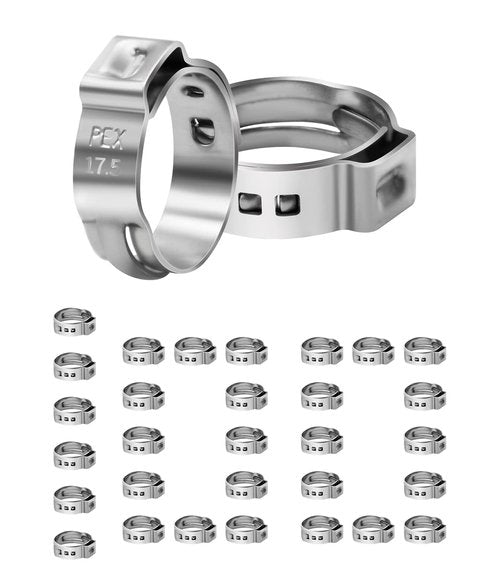 100 Pack 1/2 Inch PEX Cinch Clamps, Stainless Steel Single Ear Hose Clamps, for PEX Pipe(1/2", 100 Pack)