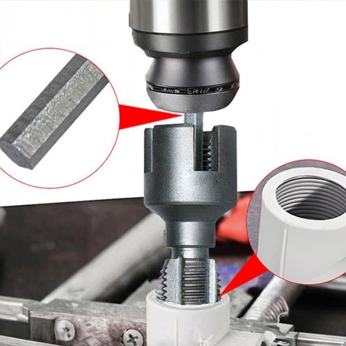 QAOlDH 2025 New Pipe Thread Cutting Tool,Integrated Internal & External Pipe Threading Tool,Electric Drill Compatible PVC Pipe Threader Kit,1/2" (DN15) 3/4" (DN20) Pipe Sizes Rethreading Tool