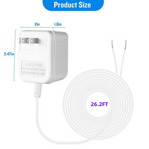 Fesasn 24V AC Power Supply, C Wire Adapter for Smart Thermostat, Fits for Nest Hello August Ring Door Bell and Ecobee Nest Honeywell Smart WiFi Thermostat (with 26.2 Foot White Door Bell Wire)