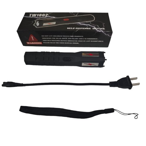 TW-1802 Type Stun Gun Ultrapowerful Rechargeable for Men Women for Car & Self Defense Tactical Flashlight