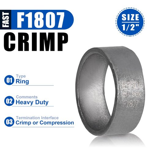 100-Pack in Bottle EFIELD 1/2" Pex Copper Crimp Rings For Pex Pipe Connection,Black-Oxidized Surface Treatment,(CLAMP024)