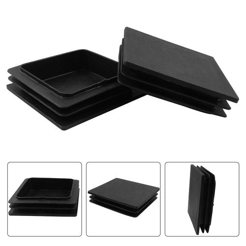 Bonsicoky 4 Pack 4" Square Plastic Plugs, Black Tubing End Caps Plugs Insert for Square Tube and Furniture Legs