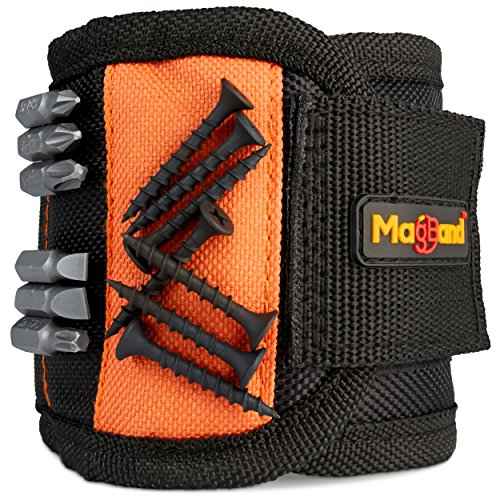 MagBand Magnetic Wristband for Holding Screws, Nails and Drilling Bits - 10 Strong Magnets - Men & Women's Tool Bracelet - Gift Ideas for Dad Husband Handyman or Handy Woman