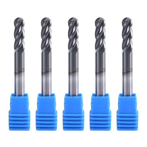 XYunEnZ ISB 4Flutes Carbide Ball Nose end Mill - Micro Grain Carbide End Mill for Alloy Steels/Hardened Steels(5,1/8)