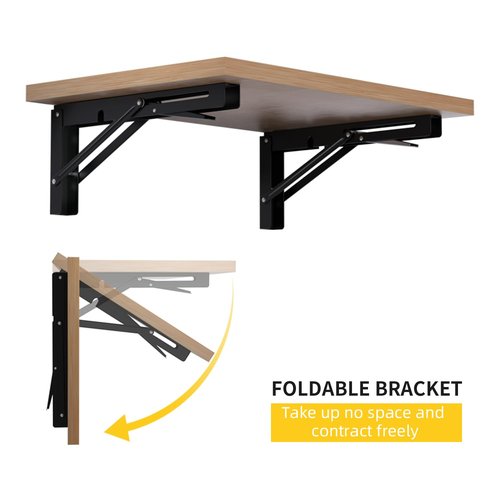 AINVLPRO Folding Shelf Brackets Heavy Duty Stainless Steel – Wall Mounted Collapsible Table Bracket for DIY Workbench, RV Countertop, Kitchen Folding Desk 2 Pack