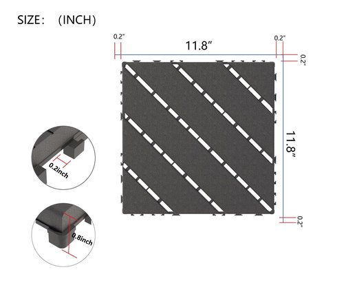 kejector 44 Pack Plastic Interlocking Deck Tiles,Patio Deck Tiles 12"x12" Square Waterproof Flooring Outdoor All Weather Use Slip-Resistant Decking Tiles for Poolside Balcony Backyard,Twill Lines