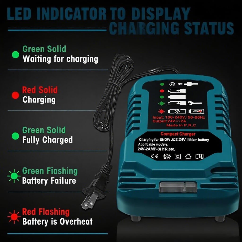 Mini Charger for Kobalt 24V Battery Charger Replacement,for Kobalt 24-Volt Power Equipment Battery Rapid Quick Charger