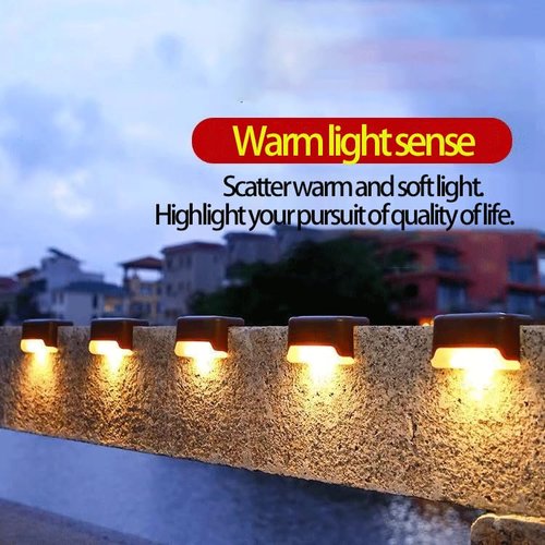 Solar Deck Lights Outdoor 4 Pack - Solar Step Lights, Waterproof Led for Yard, Patio & Stairs (Warm White)