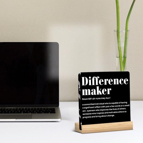 Thank You Gifts for Women Men Friends Acrylic Sign, Inspirational Gifts for Coworker Motivational Quote Clear Sign Difference Maker Definition Desk Decor, Home Office Desk Decor