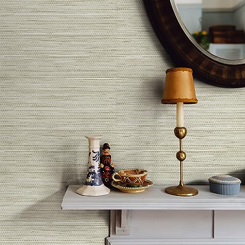 JiffDiff Grasscloth Peel and Stick Wallpaper Cream 17.3"x118" Coastal Farmhouse Decor