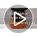 FORNAX Portable Electric Air Compressor 3-Gallon, 110 PSI, Oil-Free, Lightweight