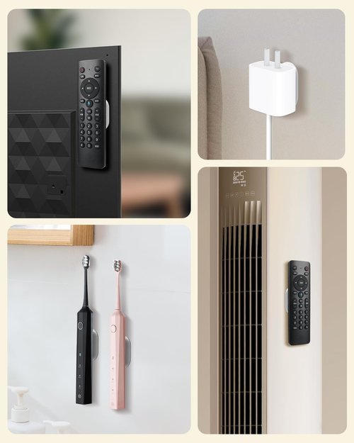 Aecsze 4 Pack Strong Magnetic Remote Control Holder, Self-Adhesive Silicone Remote Holder Wall Mount for TV, Fan, Air Conditioner Remote Control