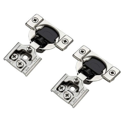 Ravinte 60 Pack (30 Pairs) 1/2 Inch Overlay Soft Close Hinges for Kitchen Cabinets - Satin Nickel Hidden Concealed Hinge, Stainless Steel, Self Closing