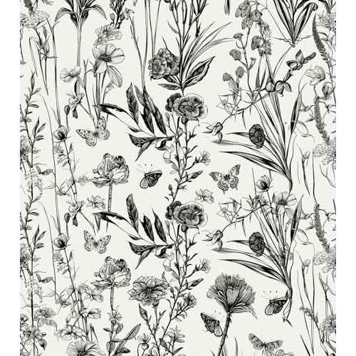 Naphite Floral Vintage Peel and Stick Wallpaper Boho Contact Paper for Cabinets and Drawers Farmhouse Wildwood Leaf Self Adhesive Removable Wallpaper for Bathroom Dark Botanical 17.3inW 78.7inL