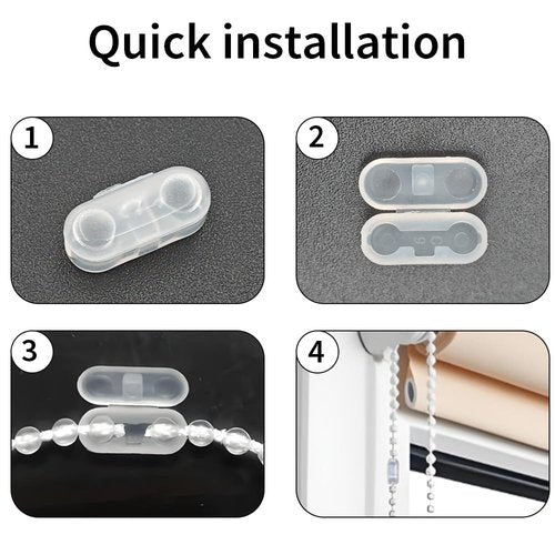 Acoeitl 30Pcs Clear Plastic Ball Chain Connectors Beaded Chains Pull Connector for Roman Rollers Blinds Cord Ceiling Fans Window Chains Shade Clip Connectors Decor Chain Repair