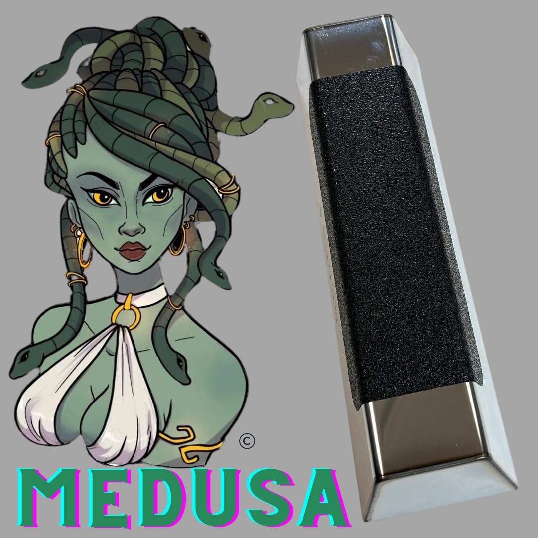 MEDUSA 12" Professional Grade Heli-Arc Welded Stainless Steel Drywall Taping Mud Pan with Non-Slip Grip, Easy Clean Knives 12" And Under, Durable, Built to Last