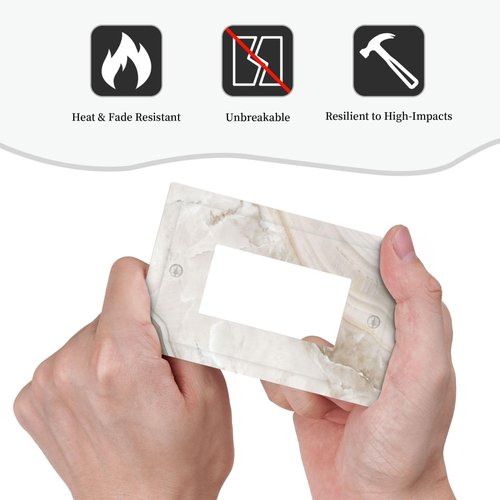 Annisrak Decorative Outlet Covers Beige Marble Pattern 1 Gang Single Rocker Light Switch Cover Plate Wall Plates GFCI Faceplate for living Room Bedroom Decor